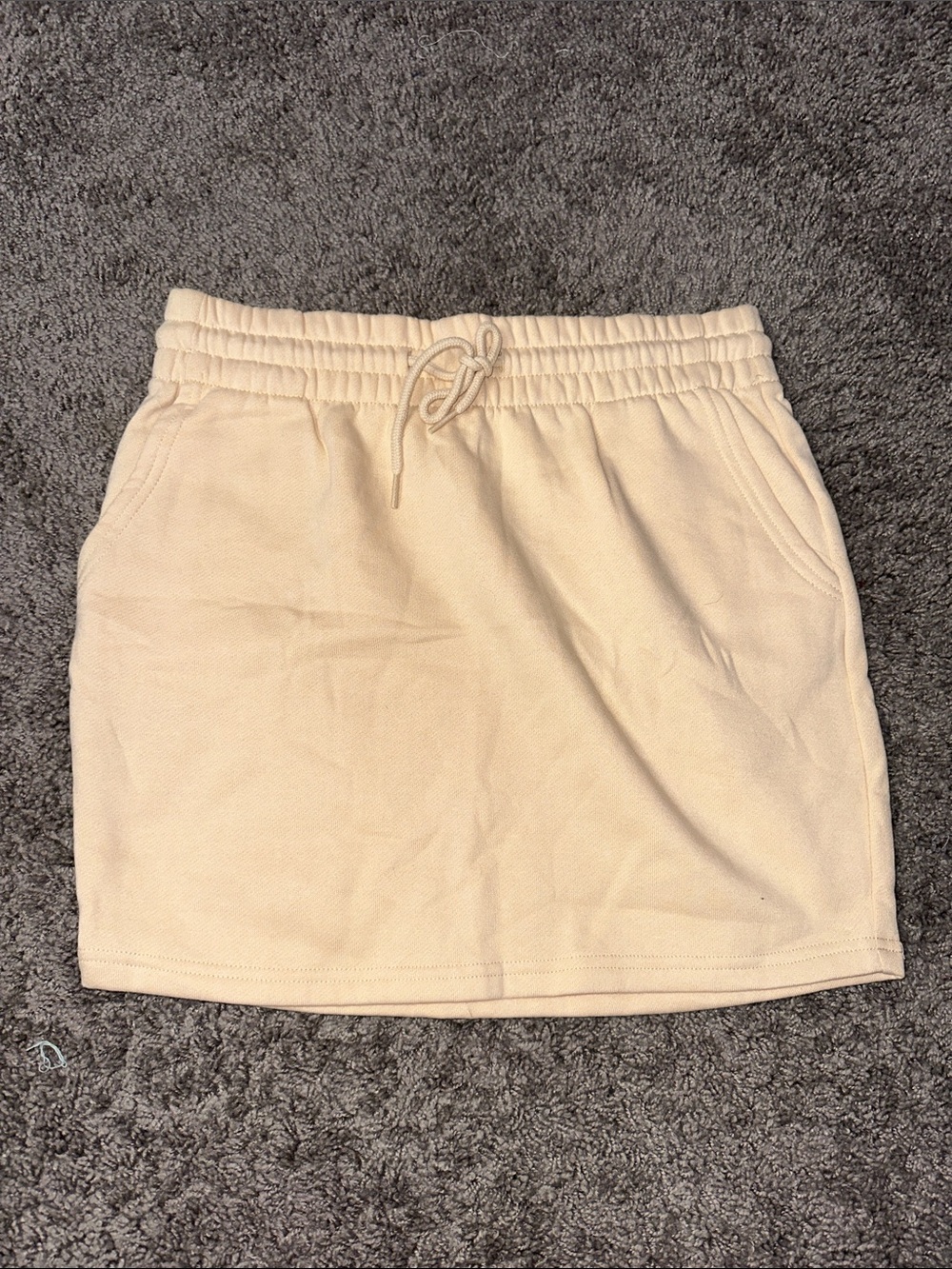 Rosio Cream Drawstring Mini Skirt